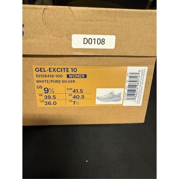 Asics Gel Excite 10 White Pure Silver Court Shoes Sneakers 9.5 - Picture 6 of 6